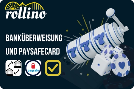 Symbole Banküberweisung und Paysafecard für sichere, anonyme Zahlungen im  rollino casino 25 euro bonus ohne einzahlung