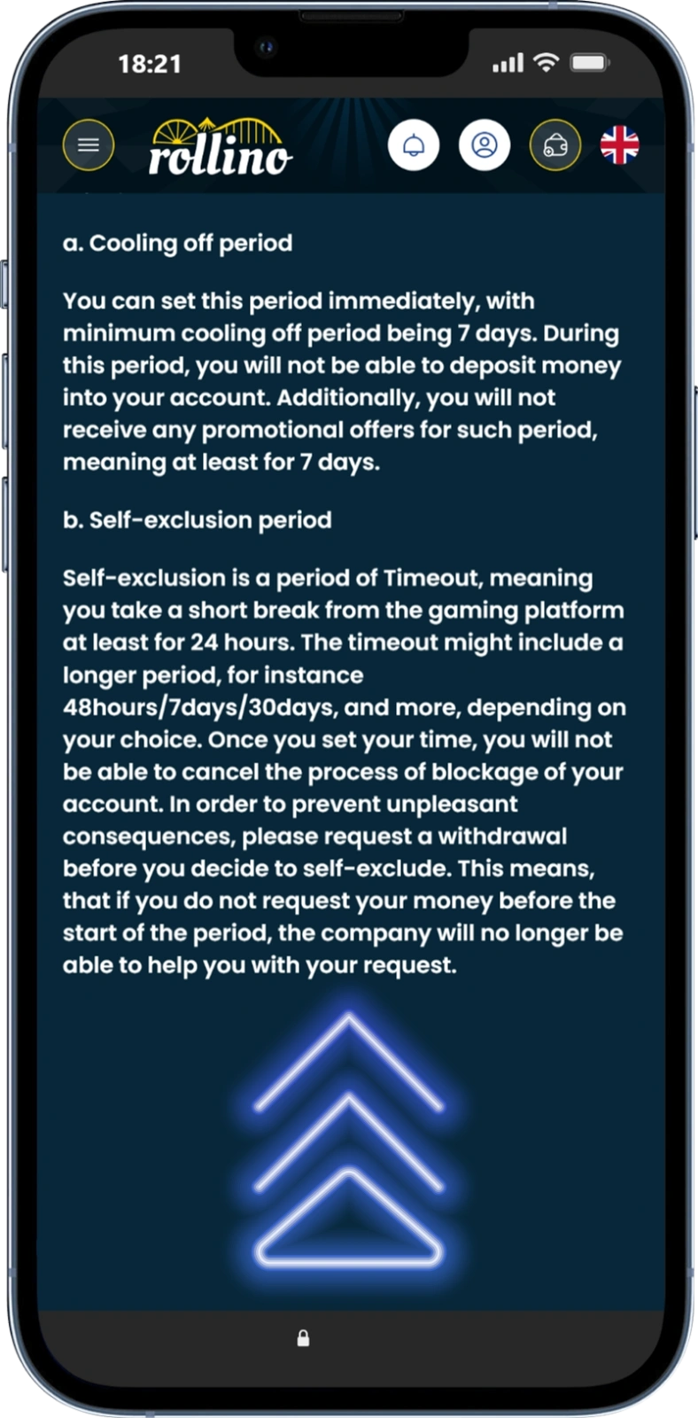 Cool-off and self-exclusion tools enabling temporary or extended breaks in rollino online casino
