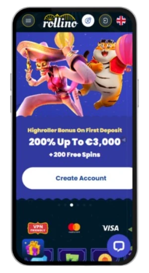 Rollino official website homepage for UK players